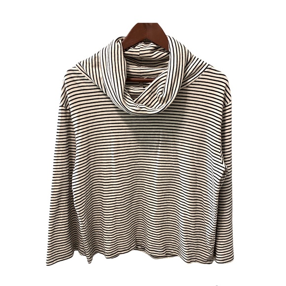 Blue Canoe Organic Sweaters - BLUE CANOE ORGANIC Striped Black + White Cowl Neck Sweater Size Small